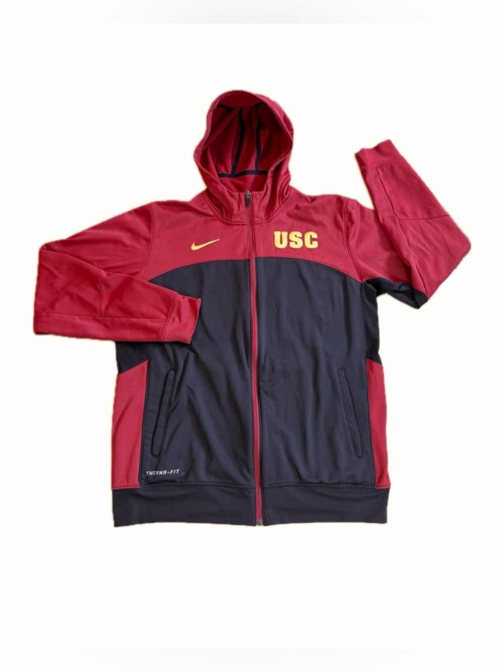 Nike Therma-Fit USC Trojans Full Zip Hoodie Fleece Lined Cardinal Men’s M Red